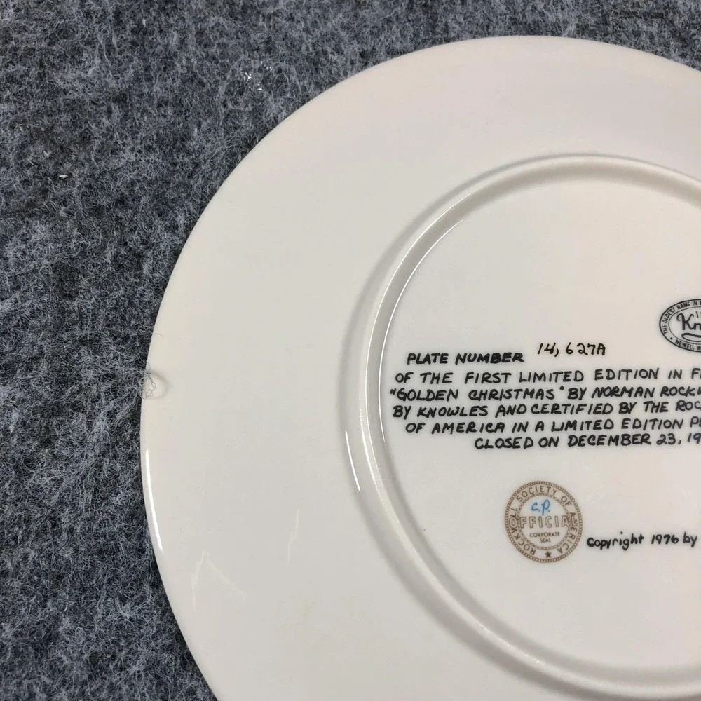 Vintage 1976 Knowles Norman Rockwell Golden Christmas Plate USA‎ Limited Edition